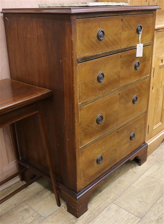 An Edwardian inlaid mahogany chest of four drawers W.73cm